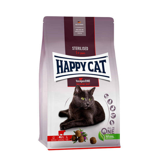 Happy Cat Sterilised Voralpen Rind felnőtt száraz macskatáp - marha- 1.3kg