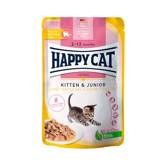 Happy Cat Pouch Kitten and Junior Land Geflügel kölyök nedves macskatáp - 20x85g