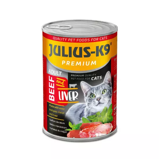 JULIUS-K9 Cats Beef and Liver Adult, prémium nedveseledel - marha, máj - 415g