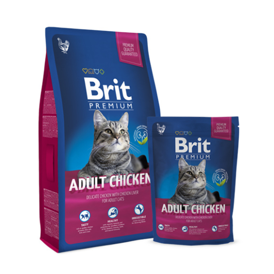 Brit Premium Cat Adult Chicken - felnőtt száraz macskatáp - 8kg