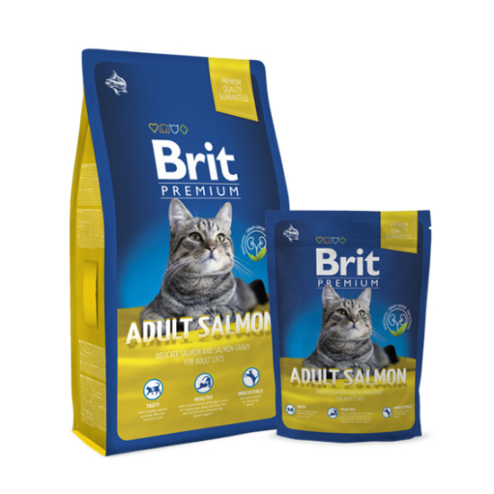 Brit Premium Cat Adult Salmon - felnőtt száraz macskatáp - 1.5kg