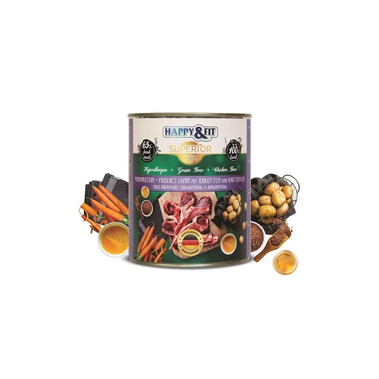 Happy&amp;Fit Superior Dog Konzerv Bárány, burgonya - 800g