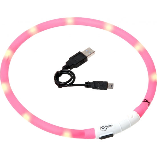 Flamingo Nyakörv Világító LED+USB pink - 70cm