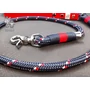 Kép 4/5 - GODDOG MEHIT 120cm kék-tricolor kötél póráz, heveder fogó - króm trigger karabiner